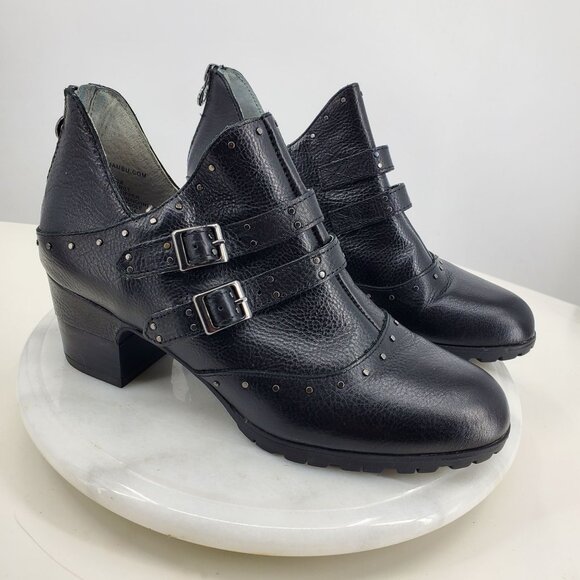 Jambu Miranda Women's Black Leather Buckle Side Grunge Ankle Booties Boots 8 - Picture 1 of 13